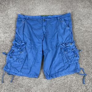 Kaalu Cargo Shorts Mens 42 Blue Multi Pocket Drawstring Hem Cotton Utility